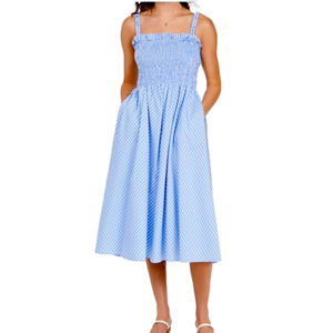 NWOT English Factory Blue with white stripes sundress. Size small. Worn once.